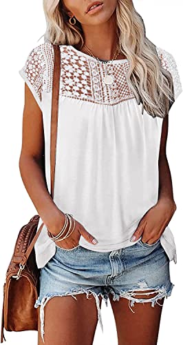 ETCYY Women's Lace Short Sleeve Goddess Top