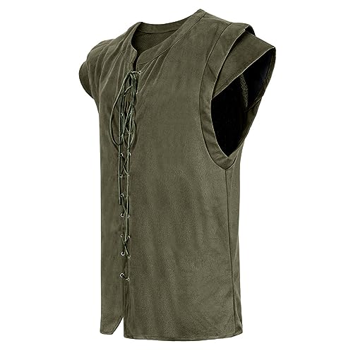 Steampunk Pirate Vest for Men, Army Green XL