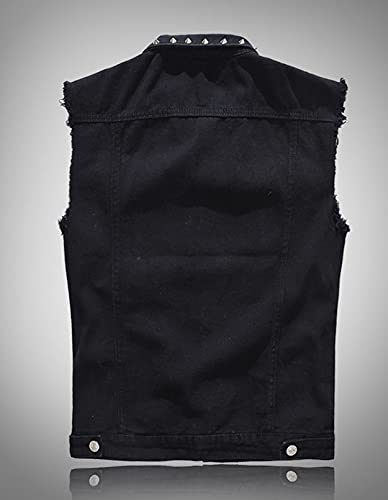 Retro Punk Studded Denim Jeans Vest (Medium)