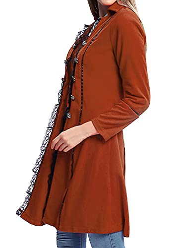 VNVNE Gothic Steampunk Victorian Coat for Women, Brown