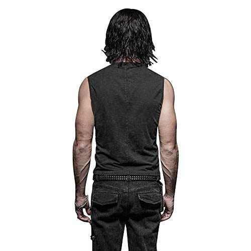 Men's Gothic Leather Cross Strap Black Vest XL