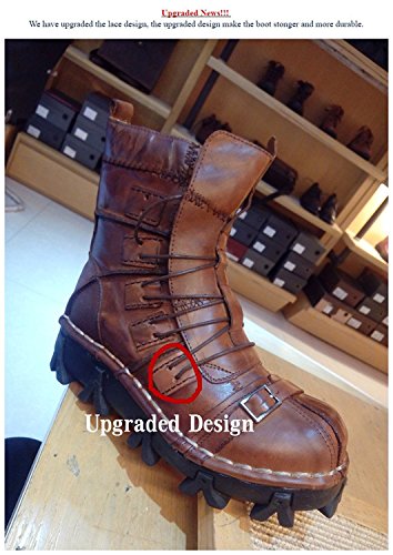 Lorie & Knight Black Leather Military Punk Boots