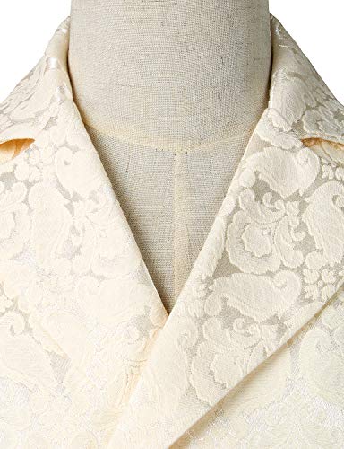 Gothic Steampunk Double Breasted Jacquard Brocade Vest - Cream