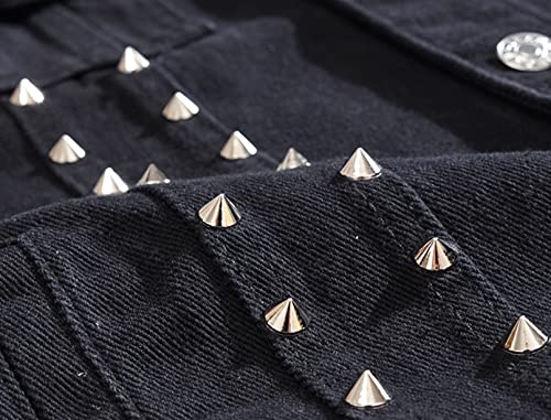 Retro Punk Studded Denim Jeans Vest (Medium)