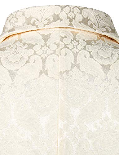 Gothic Steampunk Double Breasted Jacquard Brocade Vest - Cream