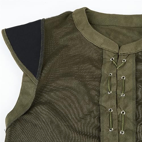 Steampunk Pirate Vest for Men, Army Green XL