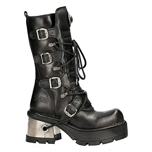 Black Leather Goth Punk Emo Biker Boots