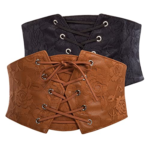 Medieval Pirate Black & Coffee Corset Waist Belt