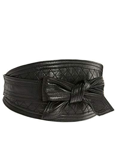 Black Leather Obi Sash Waist Cincher Corset Biker Belt