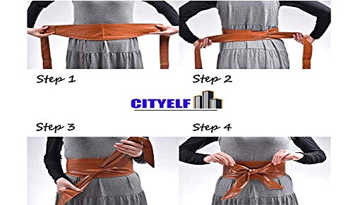 Black Leather Obi Sash Waist Cincher Corset Biker Belt
