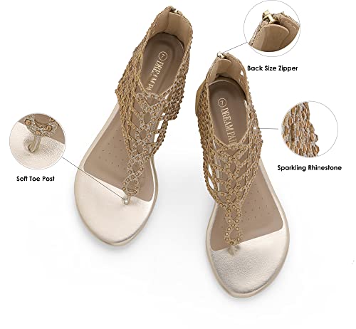 Jewel-08 Rhinestone Ankle High Sandals - Gold