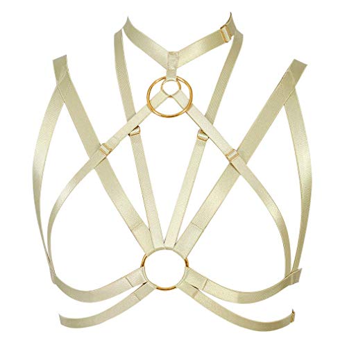 Goddess Bra Harness Gothic Garter Top Yellow Color