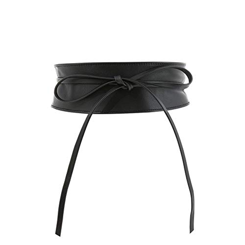 Italian leather Obi belt in black, S-M size