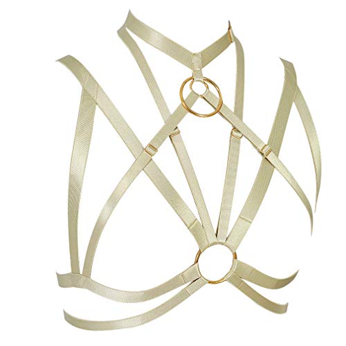 Goddess Bra Harness Gothic Garter Top Yellow Color