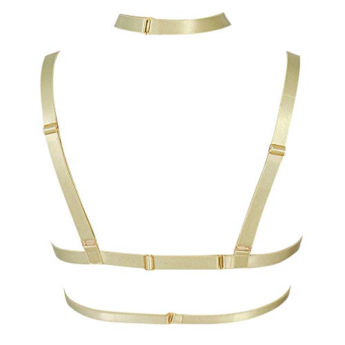 Goddess Bra Harness Gothic Garter Top Yellow Color