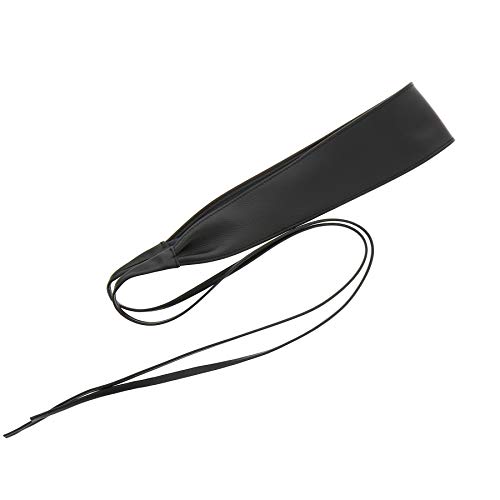 Italian leather Obi belt in black, S-M size