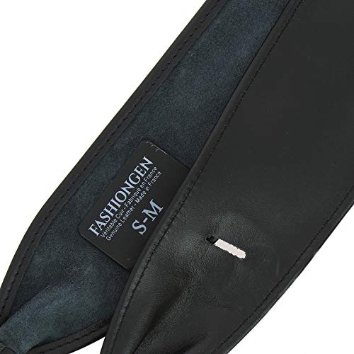 Italian leather Obi belt in black, S-M size