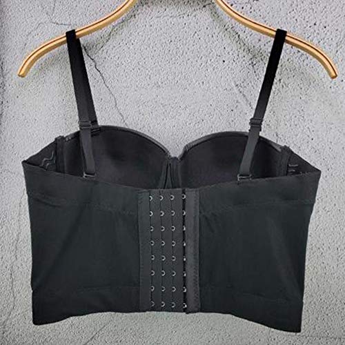Black Rhinestone Diamond Bustier Crop Top Bra (S)