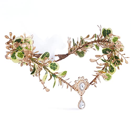 Woodland Elf Crown Tiara with Leaves-Gold Headband