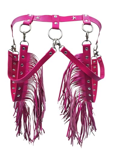 Gothic Leather Body Harness with Fringe Tassels