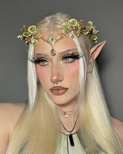 Woodland Elf Crown Tiara with Leaves-Gold Headband