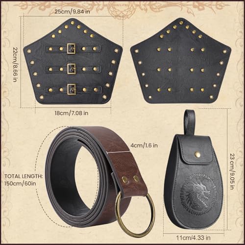 3 PCS Renaissance Accessories Set - Black