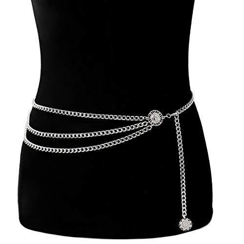 Glamorous Multilayer Metal Waist Chain Silver