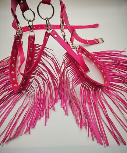 Gothic Leather Body Harness with Fringe Tassels