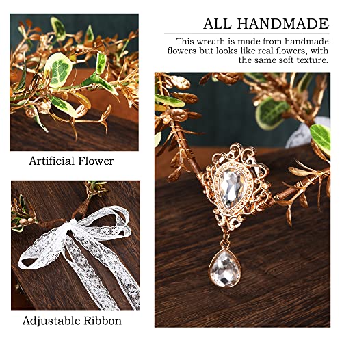 Woodland Elf Crown Tiara with Leaves-Gold Headband