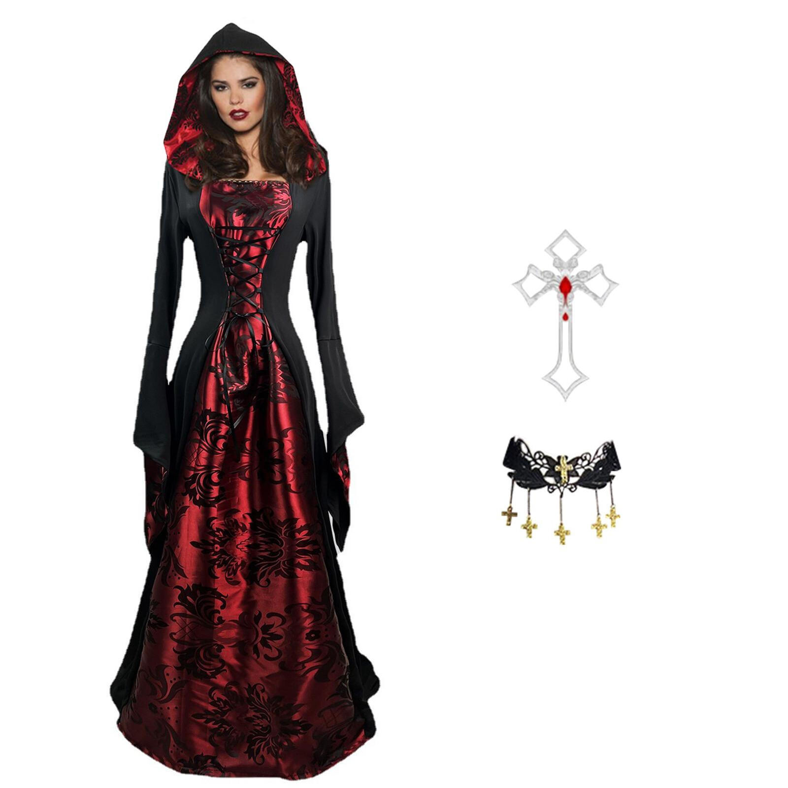 Elegant Red Vampiress Halloween Costume for Women