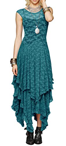 Enchanting Green Goddess Lace Asymmetrical Dress Set