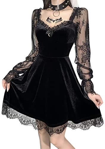 Gothic Lace Long Sleeve Bodycon Dress Alternative Fashion