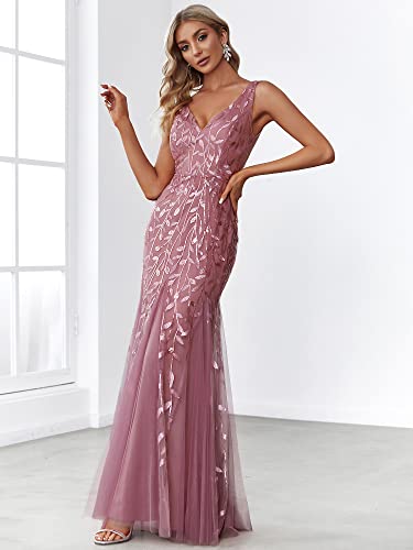 Orchid V-Neck Mermaid Dress for Fantasy Weddings
