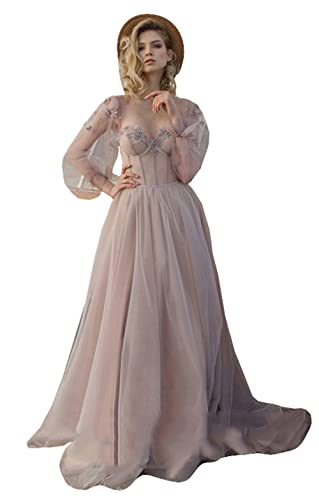 Enchanting Dusty Rose Puffy Sleeve Ball Gown