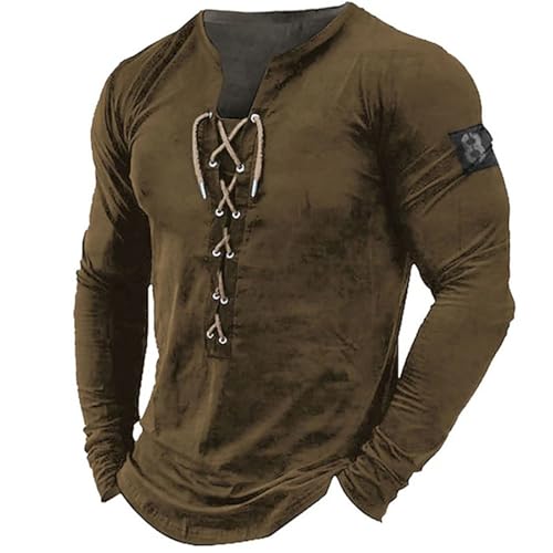 Medieval Lace-Up Henley Men's Shirt, Fantasy Wear