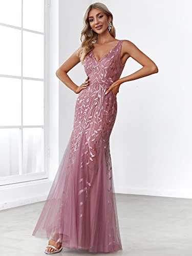 Orchid V-Neck Mermaid Dress for Fantasy Weddings