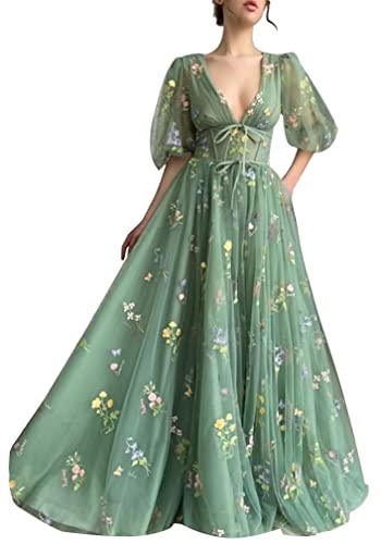 Enchanted Floral Maxi Dress with Puffy Sleeves