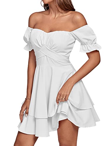 Goddess-Inspired Off-Shoulder Ruffle Mini Dress