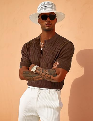 Men's Ribbed Henley: Athletic-Casual Fit