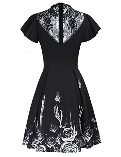 Black Gothic Dress with Ruffle Sleeves