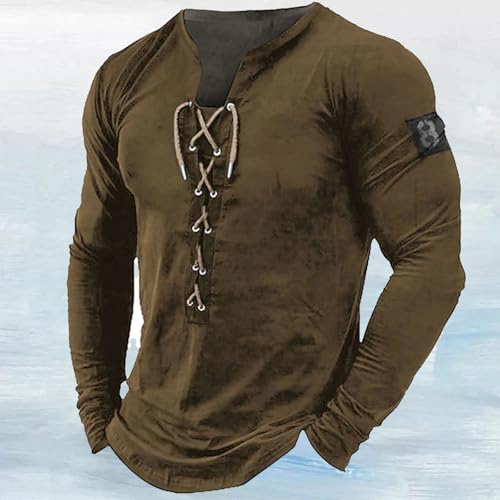 Medieval Lace-Up Henley Men's Shirt, Fantasy Wear