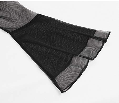 Mystical Keyhole Mesh Bell Sleeve Cocktail Dress