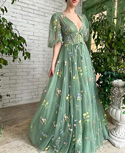 Enchanted Floral Maxi Dress with Puffy Sleeves