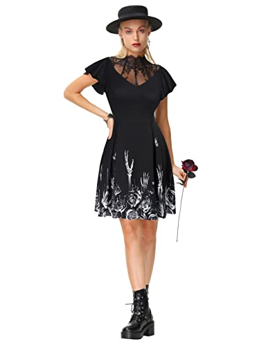 Black Gothic Dress with Ruffle Sleeves