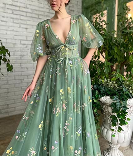 Enchanted Floral Maxi Dress with Puffy Sleeves