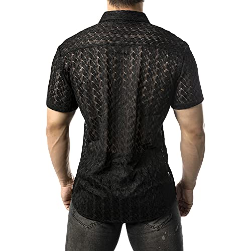 Men's Lace Button Down Shirt 