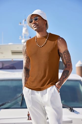 Men's Knit Tank Top Vest, Brown