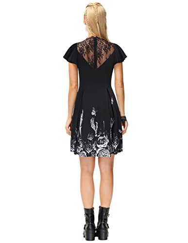Black Gothic Dress with Ruffle Sleeves