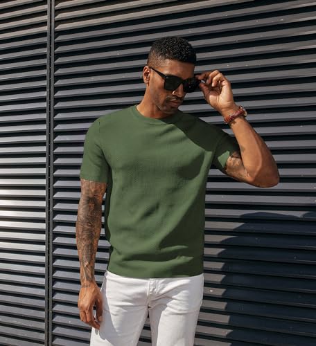Army Green Waffle Knit Tee
