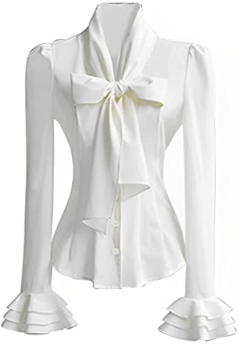 Victorian Renaissance Blouse with Bow Tie - Off White